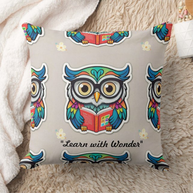 "The Wise Bookworm" Throw Pillow (Blanket)