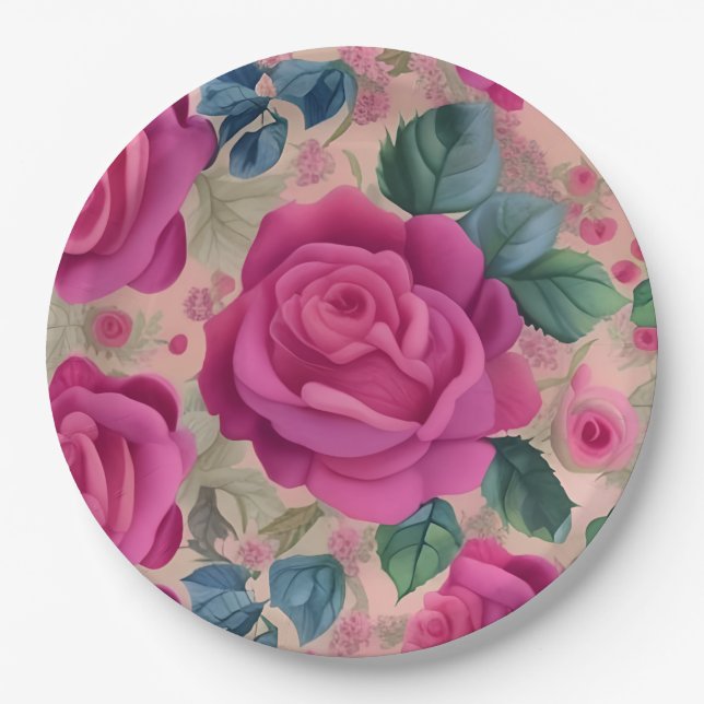 The Wisper Of Roses - Soft And Serene Paper Plate (Front)