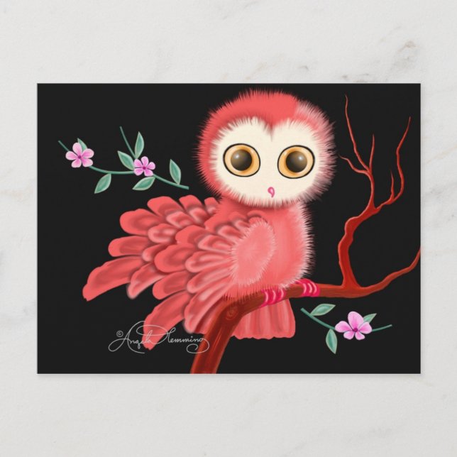 The Wistful Owl Postcard, Note Cards, Greeting Postcard (Front)