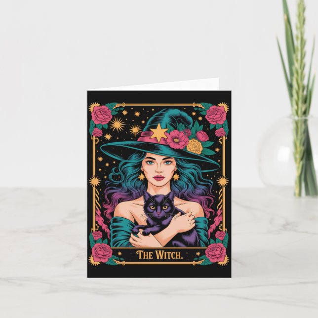 The Witch Card Halloween Gothic Witchy Vibes Black (Front)