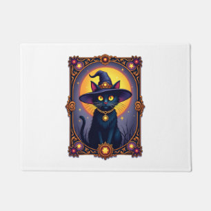 The Witch Cat Tarot Card Halloween Vintage Gothic  Doormat