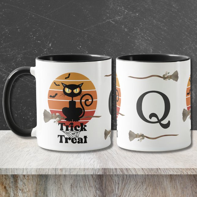 The Witch Cat's Trick or Treat Adventure Monogram  Mug (Creator Uploaded)