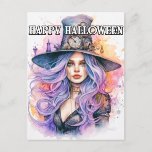 The Witch   Happy Halloween Postcard