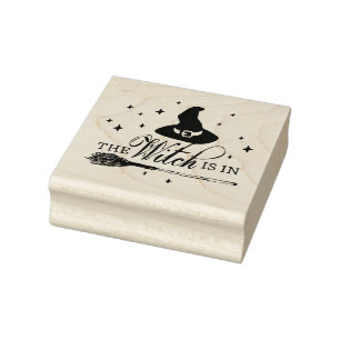 The Witch Is In Halloween Witch Rubber Stamp