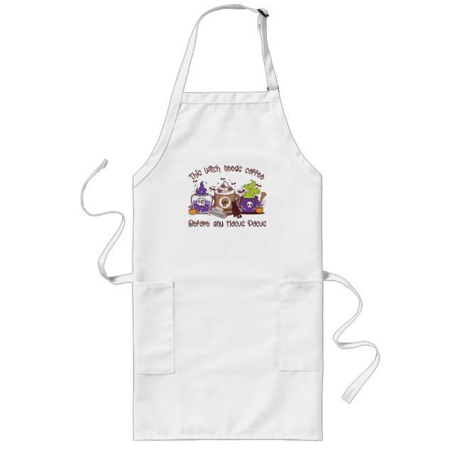 The Witch Needs Coffee - Coffee Lover Long Apron (Front)