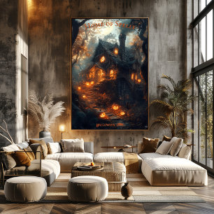 The Witch’s Cottage Halloween with Glowing Jacks   Poster