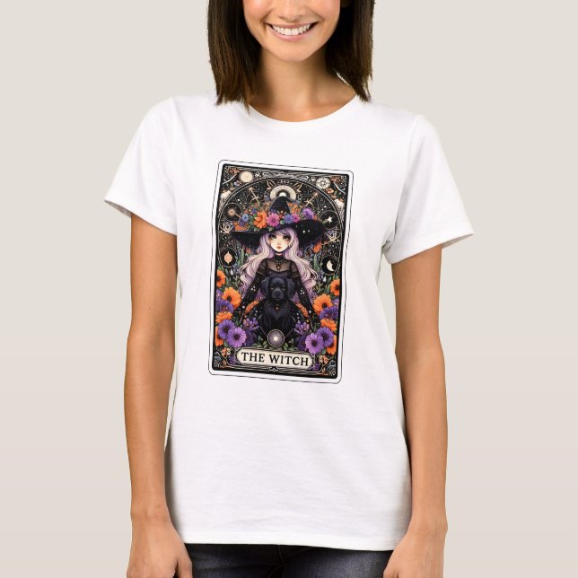 The Witch Tarot with a Black Dog T-Shirt (Front)