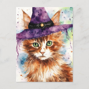 The Witches Familiar Watercolor Cat Postcard
