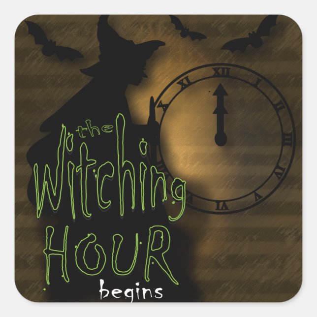 The Witching Hour Begins | Halloween Square Sticker (Front)