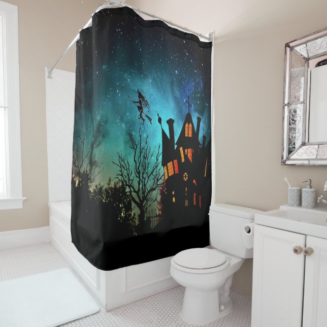 The Witch's Haunted House Shower Curtain (In Situ)