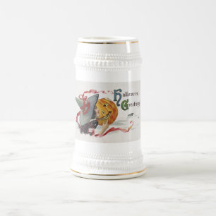 The Witch's Kiss: a Jack o Lantern on Halloween Beer Stein