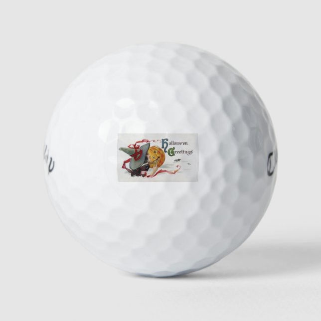 The Witch's Kiss: a Jack o Lantern on Halloween Golf Balls (Front)