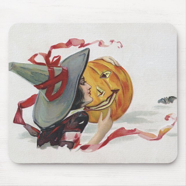 The Witch's Kiss: a Jack o Lantern on Halloween Mouse Pad (Front)