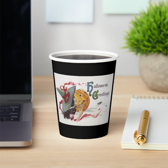 The Witch's Kiss: a Jack o Lantern on Halloween Paper Cups (Insitu)