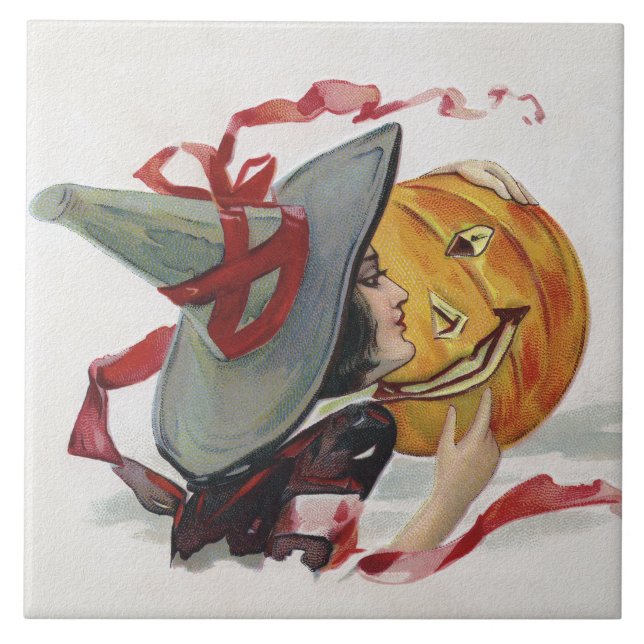 The Witch's Kiss: a Jack o Lantern on Halloween Tile (Front)