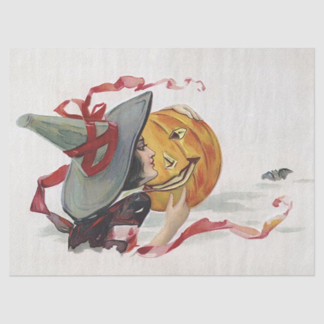 The Witch's Kiss: a Jack o Lantern on Halloween Tissue Paper (Front)