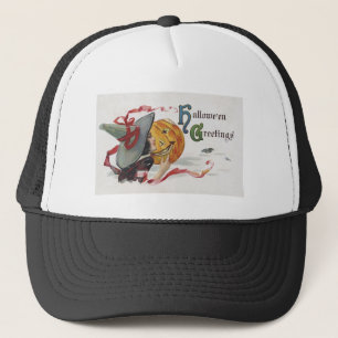 The Witch's Kiss: a Jack o Lantern on Halloween Trucker Hat