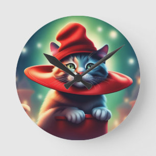 the wizard cat round clock