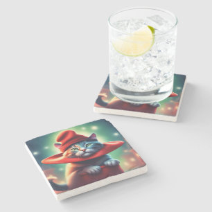 the wizard cat stone coaster