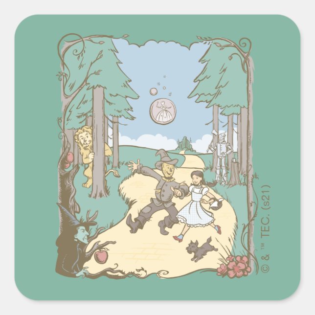 The Wizard Of Oz™ | Storybook Yellow Brick Road Square Sticker (Front)