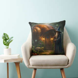 The wizard of the Shell fantasy snail accent throw Pillow