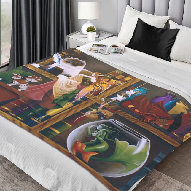 The Wizards Fantasy Library Fleece Blanket (Creator Uploaded)