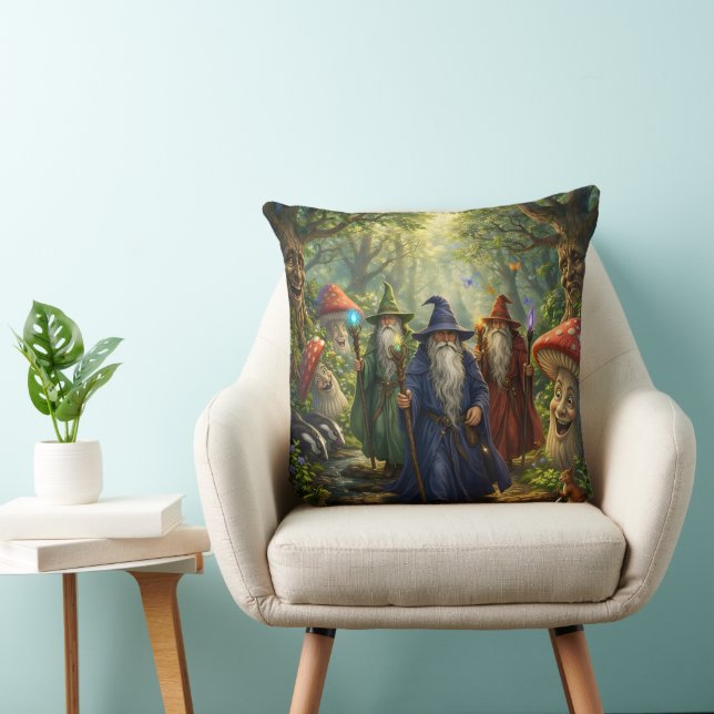 The wizards pilgrimage, epic fantasy enchanted For Throw Pillow (Chair)