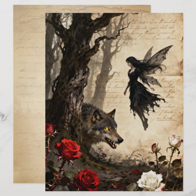 The Wolf and The Fairy Scrapbook Paper (Front/Back)