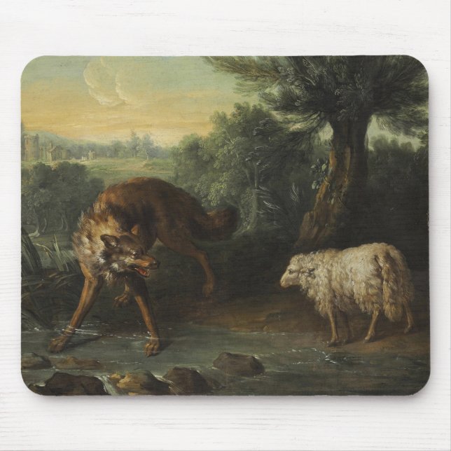 The Wolf and the Lamb (by Jean-Baptiste Oudry) Mouse Pad (Front)