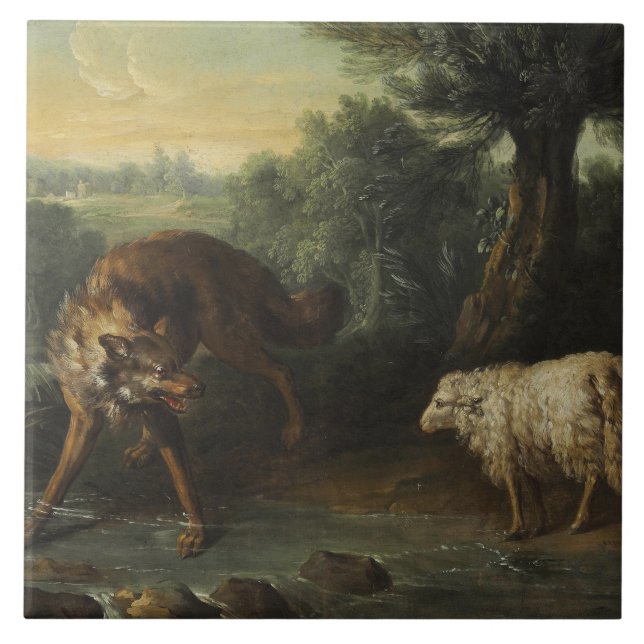 The Wolf and the Lamb (by Jean-Baptiste Oudry) Tile (Front)