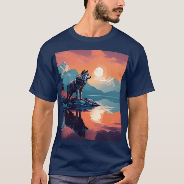 The wolf in the mountains T-Shirt (Front)