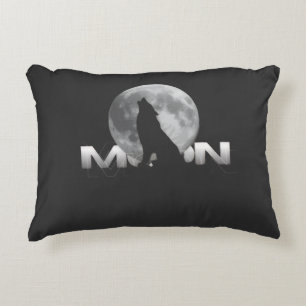 the wolf`s cry under the full moon accent pillow