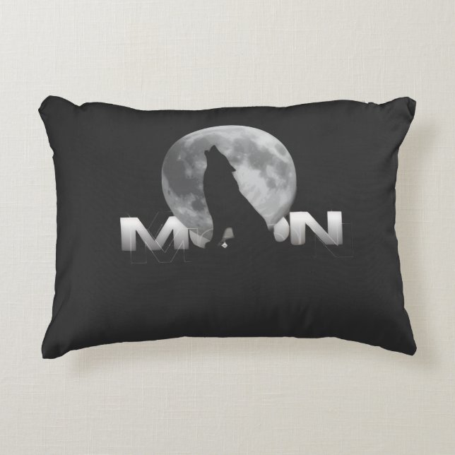 the wolf`s cry under the full moon accent pillow (Front)