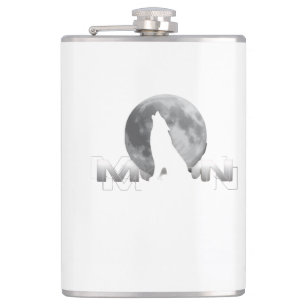 the wolf`s cry under the full moon hip flask