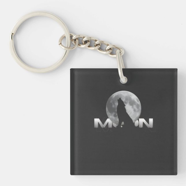 the wolf`s cry under the full moon keychain (Front)