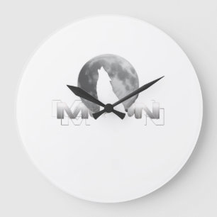 the wolf`s cry under the full moon large clock