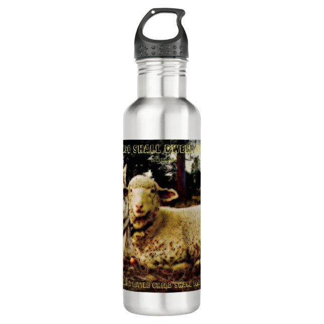 "The wolf shall dwell with the lamb" laying down 710 Ml Water Bottle (Front)