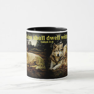 "The wolf shall dwell with the lamb" laying down Mug