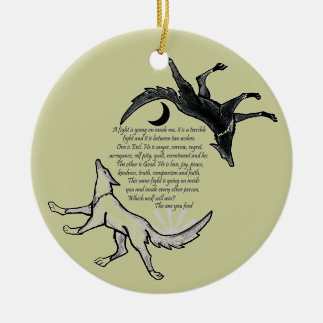 The Wolf that Feeds Ceramic Ornament (Front)