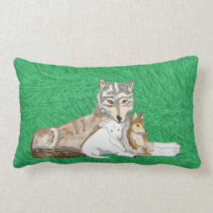 The Wolf, The Cub And The Lamb Lumbar Pillow