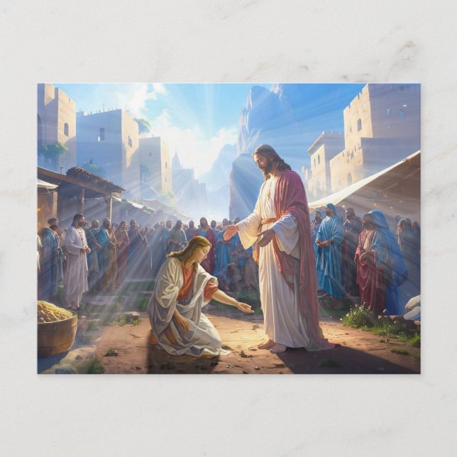 The Woman Healed by Faith Postcard (Front)