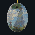 The Woman Holding the Umbrella (Mrs. Monet) Ceramic Ornament<br><div class="desc">Claude Monet (November 14, 1840 - December 5, 1926) is a representative French painter of impressionism. He was also known as 'the painter of light, ' and he was a painter who pursued the change of light and color throughout his life, which was changing with time and season. Monet lived...</div>