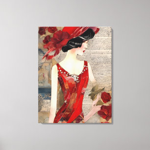 The Woman in a red dress collage Canvas Print