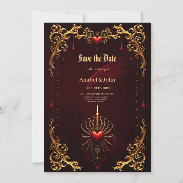 The wonderful beautiful art of gothic elegance.  save the date (Front)