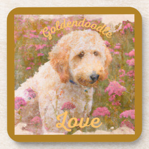 The wonderful Goldendoodle in a field of flowers Coaster