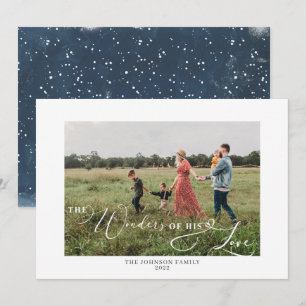 The Wonders of His Love Photo Script Snowy Holiday Card
