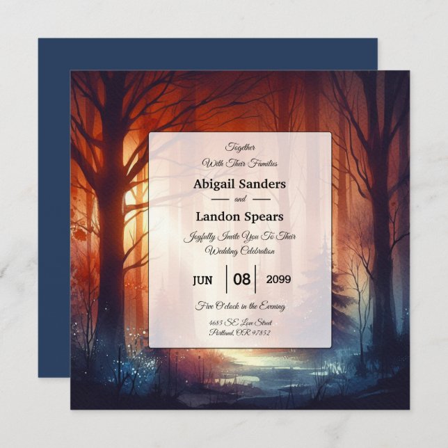 The Woodland Spell of Falling Leaves Wedding Invitation (Front/Back)