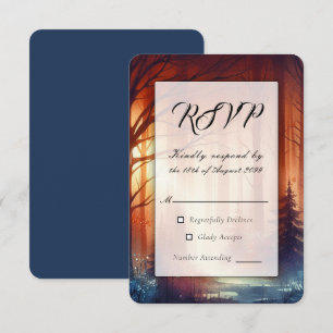 The Woodland Spell of Falling Leaves Wedding RSVP Card