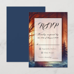 The Woodland Spell of Falling Leaves Wedding  RSVP Card