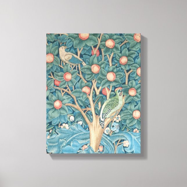 The Woodpecker Tapestry, detail of the woodpeckers Canvas Print (Front)